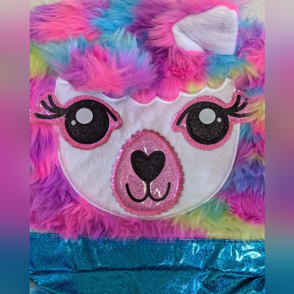 LLAMA Faux Fur Kids Backpack NWT - Picture 3 of 14